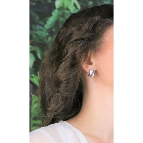 Sterling Silver Mother of Pearl and Marcastie Earrings Stud Post Earrings - Picture 3 of 10